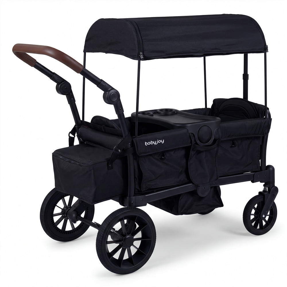 Foldable Wagon Stroller for 2 Kids Double Seater Toddler Stroller with Removable Canopy