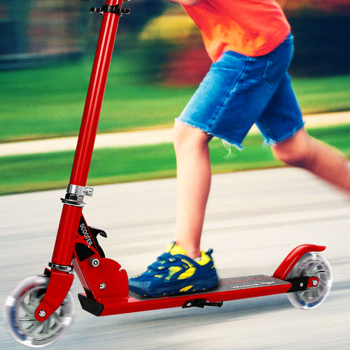Folding Aluminum Kids Kick Scooter with LED Lights - Foldable