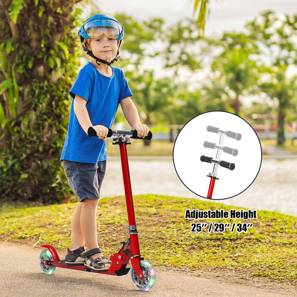 Folding Aluminum Kids Kick Scooter with LED Lights - Foldable