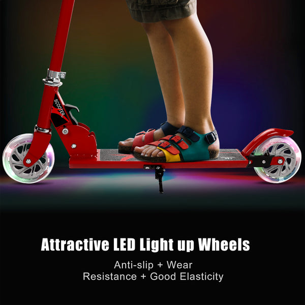 Folding Aluminum Kids Kick Scooter with LED Lights - Foldable