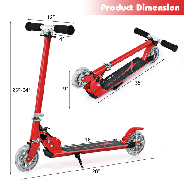 Folding Aluminum Kids Kick Scooter with LED Lights - Foldable