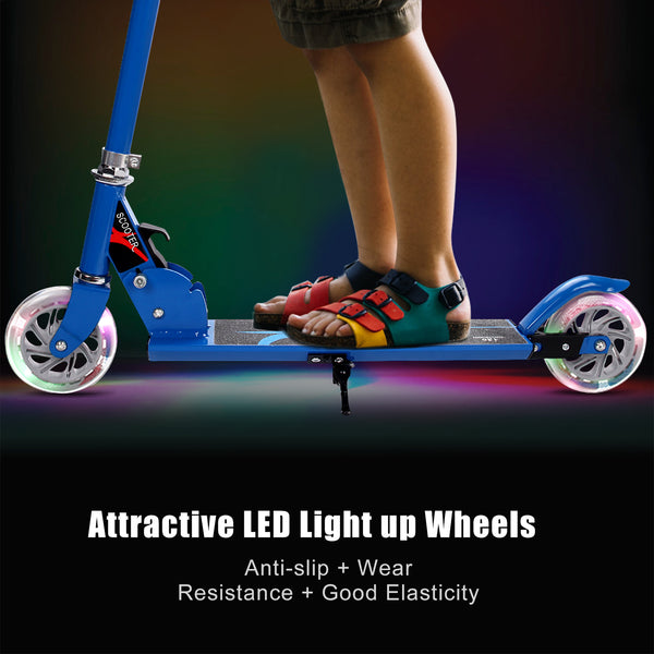 Folding Aluminum Kids Kick Scooter with LED Lights - Foldable