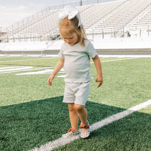 First Down Knotted Bow Baby Shoe in Angle 6, featuring a stylish design perfect for little ones.