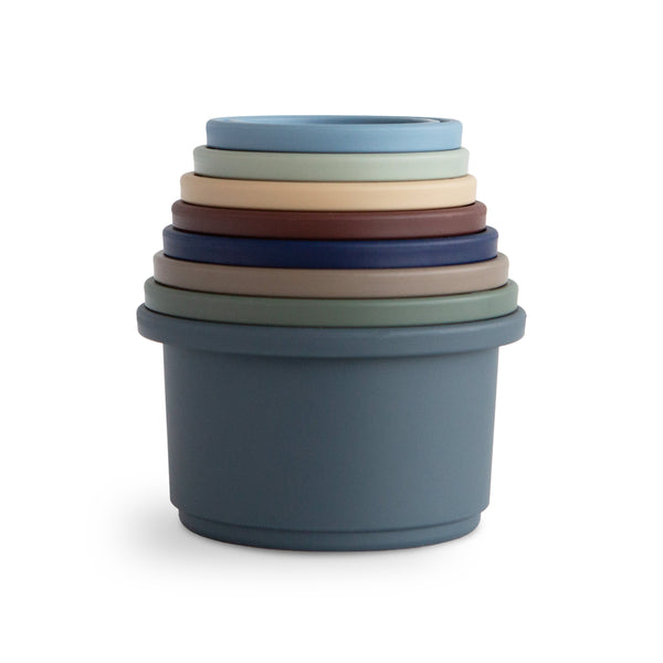 Mushie Stacking Cups Toy colorful round tower for baby play