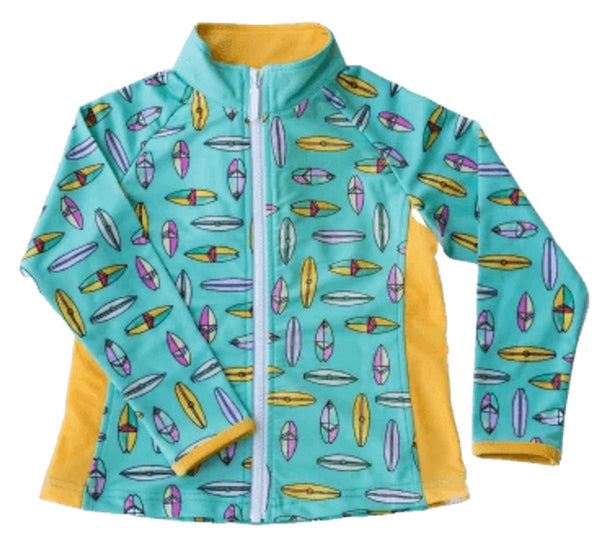 Jo-Jo Full Zip Rash Guard for babies, perfect for surfing and sun protection.