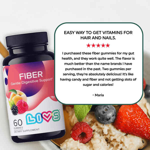 LIVS Gummies Fiber Gummies Apricot Strawberry Blackberry flavors