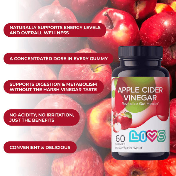 Apple Cider Vinegar Gummies in a vibrant angle 3 view, showcasing their chewy texture and apple flavor.