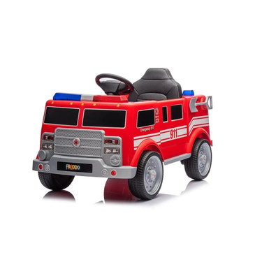 12V Freddo Fire Truck 1 Seater Ride On for kids, perfect for outdoor fun and imaginative play.