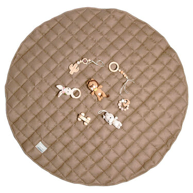 French Linen Baby Playmat in Chestnut color, perfect for safe and stylish playtime.