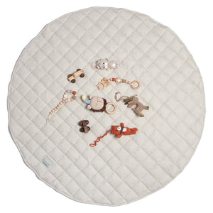 Natural French linen baby playmat, perfect for safe and stylish playtime. Soft, durable, and eco-friendly design.