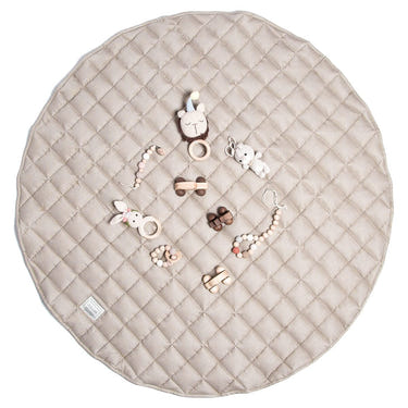 French Linen Baby Playmat in Cappuccino color, perfect for comfortable playtime and stylish nursery decor.