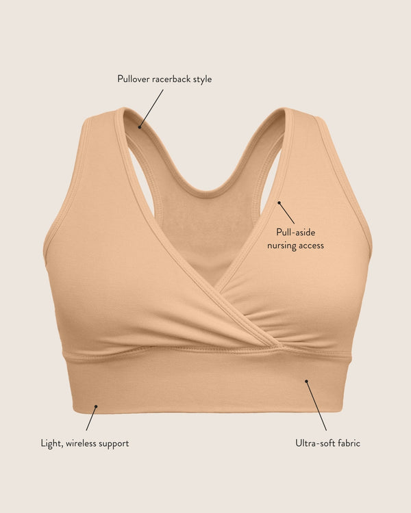 French Terry Racerback Nursing & Sleep Bra | Beige