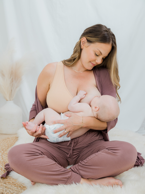 French Terry Racerback Nursing & Sleep Bra | Beige