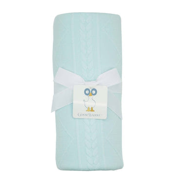 Mint knit baby blanket, soft and cozy, perfect for keeping your little one warm and stylish.