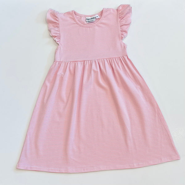 Knit Stripe Flutter Sleeve Dress