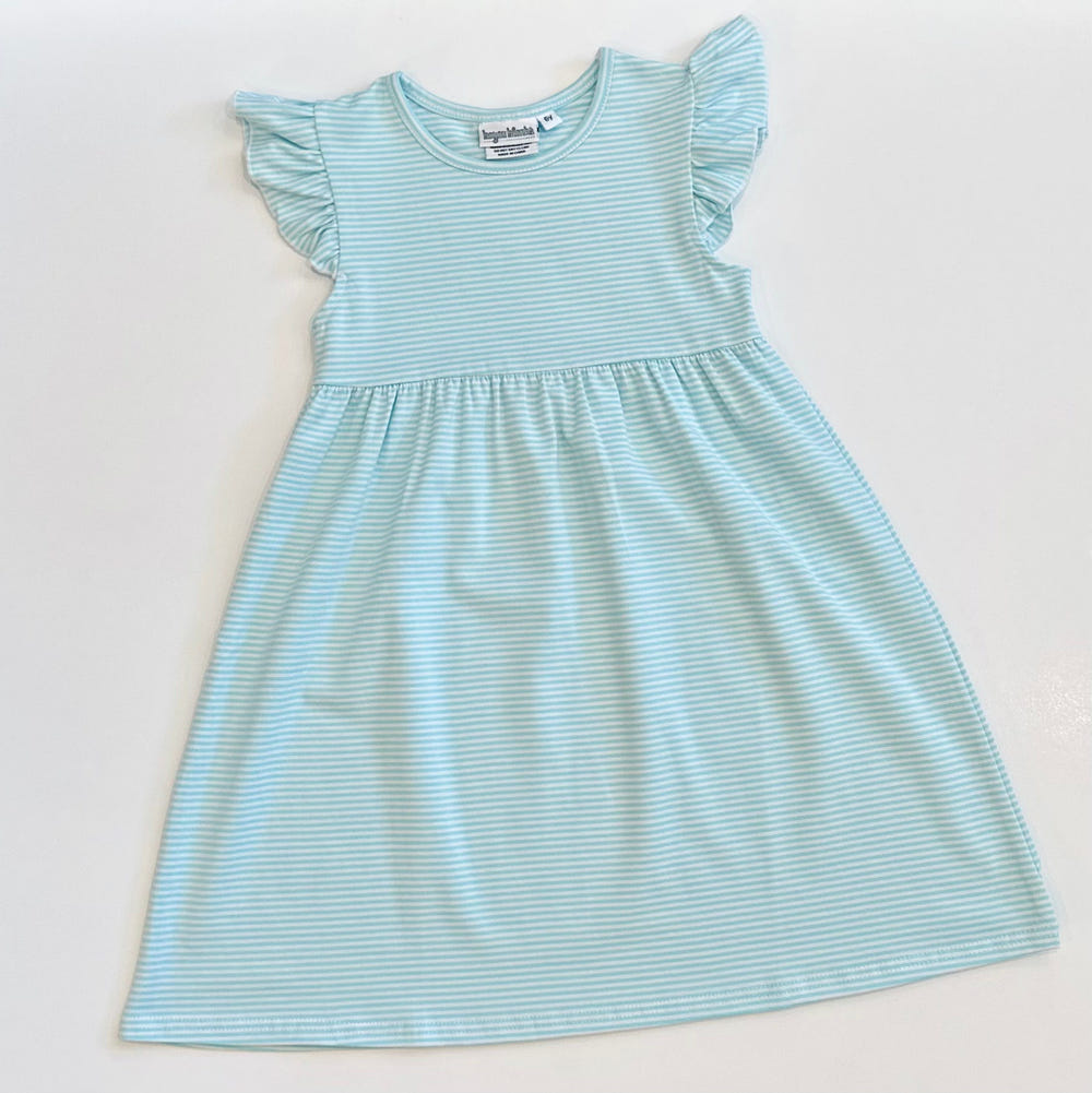 Knit Stripe Flutter Sleeve Dress
