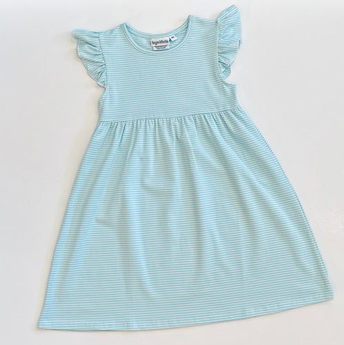 Knit Stripe Flutter Sleeve Dress