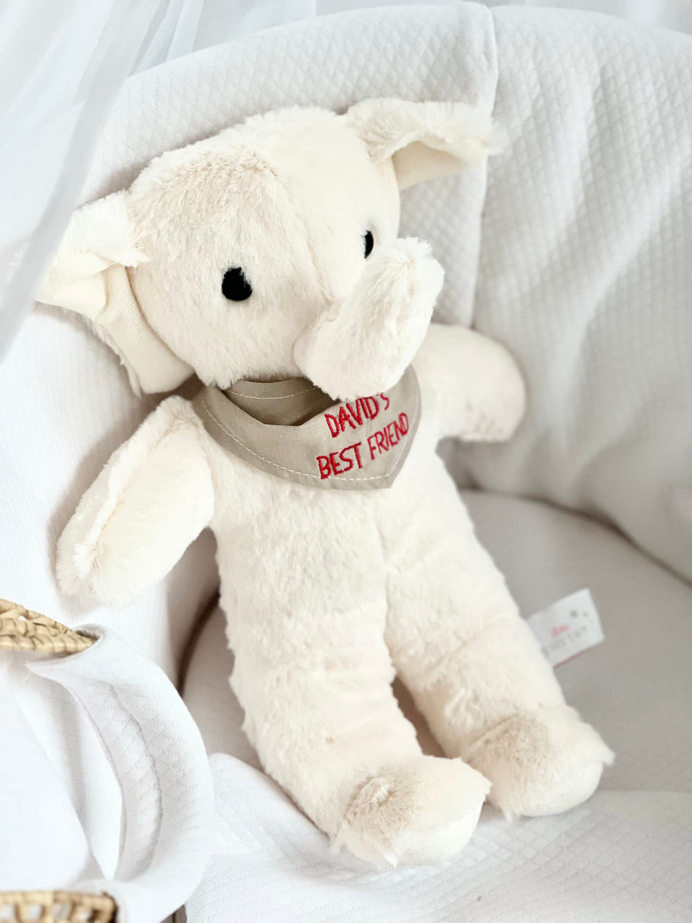 RUDY | Pink Personalised Plush Elephant Toy (33cm) - Made in France - MOOGCO Baby