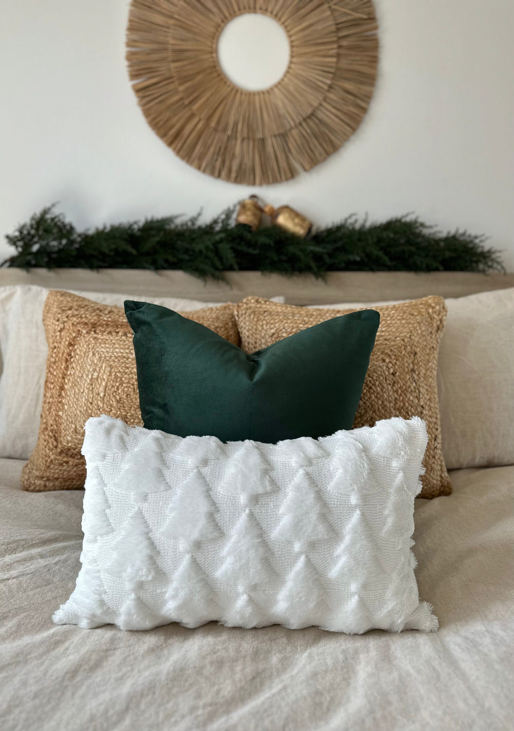 Fraser Fir lumbar pillow cover featuring a festive design, perfect for cozy home decor.