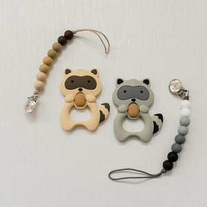 Raccoon Teether Set // Gray