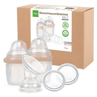 Haakaa Gen 3 Silicone Breast Pump and Bottle Pack 160 ml, ideal manual breast pump for breastfeeding moms.