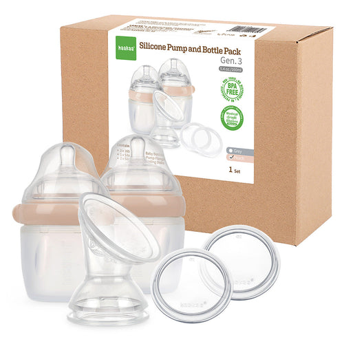 Haakaa Gen 3 Silicone Breast Pump and Bottle Pack 160 ml, ideal manual breast pump for breastfeeding moms.