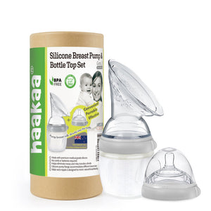 Haakaa Gen 3 Silicone Breast Pump Flange and Bottle Set 160 ml, angle view showcasing bottle accessories for breastfeeding.