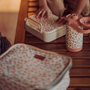 3 Compartment Leakproof Lunchbox in Scandi Floral design, perfect for kids' meals and snacks on the go.