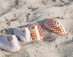 Sienna Gingham baby swim shoes in angle 5, perfect for beach fun and water play.