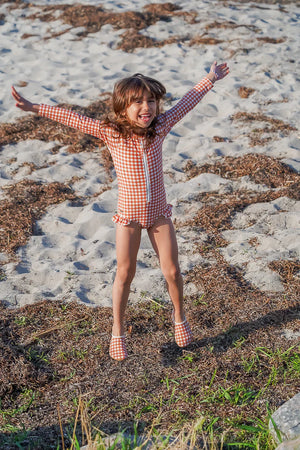 Sienna Gingham baby swim shoes in angle 12, perfect for summer fun and water play.