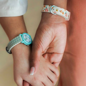 Classic watches in fern plaid, featuring silicone and stainless steel, perfect for baby accessories and seasonal wear.