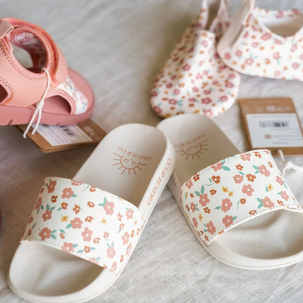 Slide Sandal in Sunset Meadow design, perfect for babies, shown from angle 11.