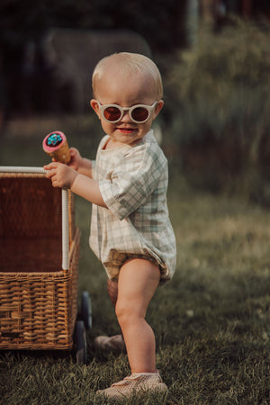 Classic sustainable baby sunglasses, plant-based, bendable, polarized for ages 0-2, shown at angle 7.