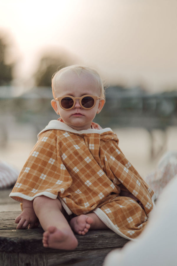 Classic sustainable baby sunglasses, plant-based, bendable, polarized for ages 0-2, shown from angle 2.