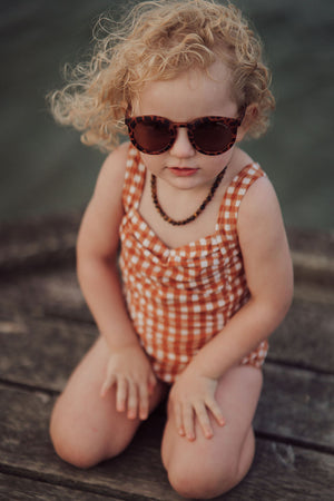 Classic sustainable baby sunglasses, plant-based, bendable, polarized for ages 0-2, shown at angle 4.