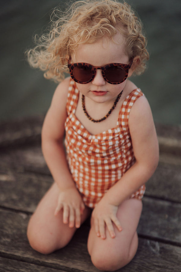 Classic sustainable baby sunglasses, plant-based, bendable, polarized for ages 0-2, shown at angle 4.