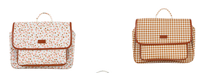 Sienna Gingham satchel backpack for babies, stylish and functional, shown from angle 6.