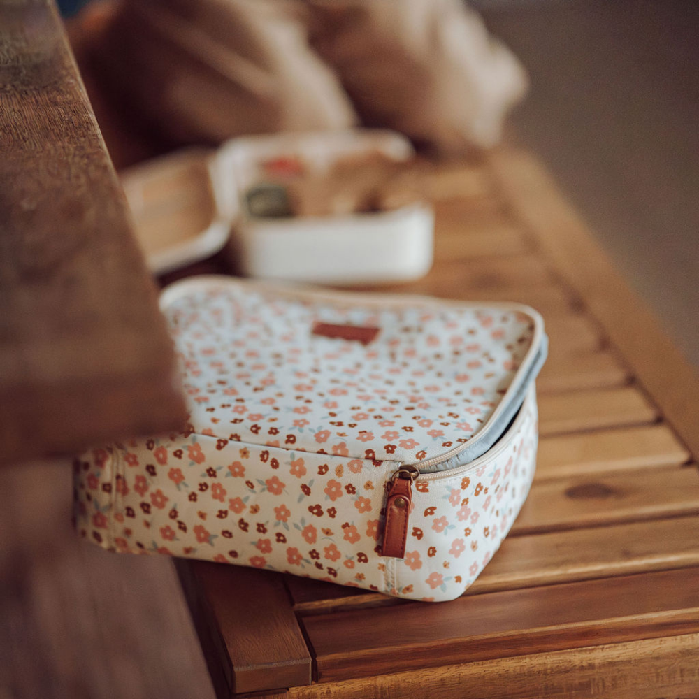 Insulated Lunch Bag in Sunset Meadow design, perfect for keeping food fresh on-the-go.