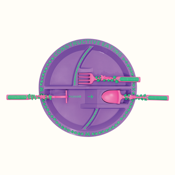 Baby utensil and plate combo set for easy feeding, shown from angle 4, perfect for mealtime convenience.