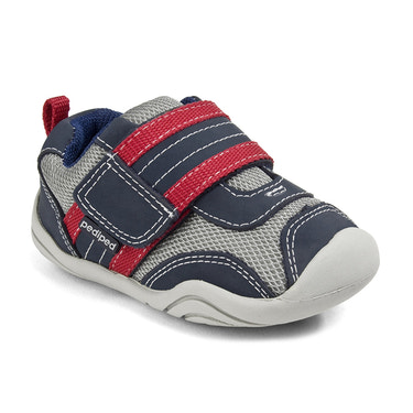 Adrian Originals® navy, grey, and red baby sneakers - stylish and comfortable footwear for little ones.