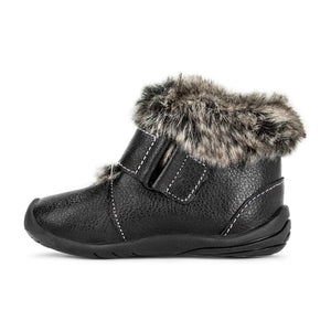 Rosa Grip ‘n’ Go™ black baby boots, angle 2 view, stylish and comfortable for little feet.