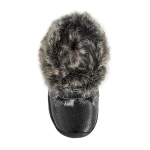 Rosa Grip ‘n’ Go™ black baby boots, angle 3 view, stylish and comfortable for little ones.