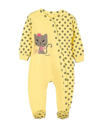Girls Cat Footed Bodysuit - Cute and comfy outfit for babies, perfect for playtime and snuggles.