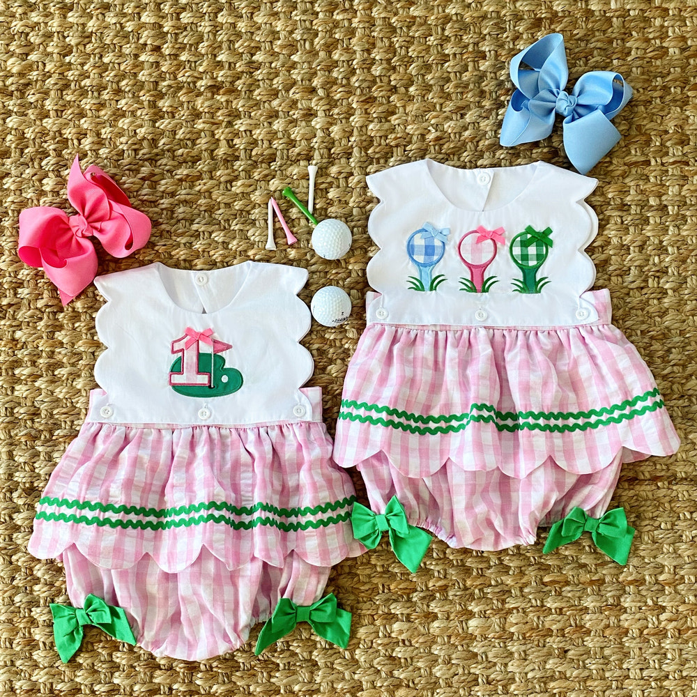Hole-In-One First Birthday Girls Reversible Golf Bubble - MOOGCO Baby