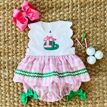 Hole-In-One First Birthday Girls Reversible Golf Bubble - MOOGCO Baby
