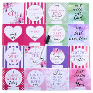 Girl Plastic NICU Milestone Cards w/ Marker