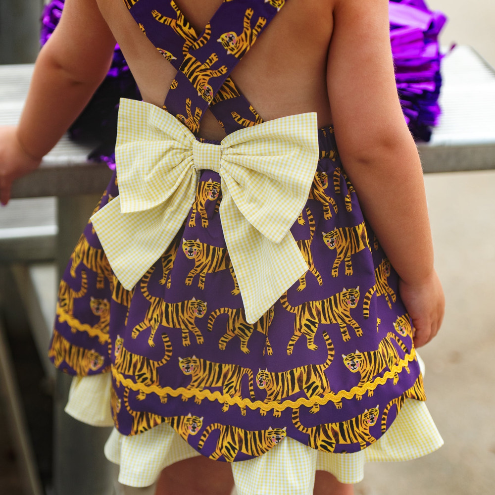 Gold & Purple Tiger Dress - MOOGCO Baby