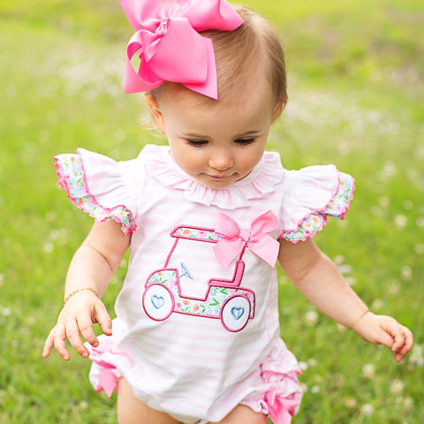Seven Lantern Lane Floral Tee Time Bubble cotton knit golf cart appliqué