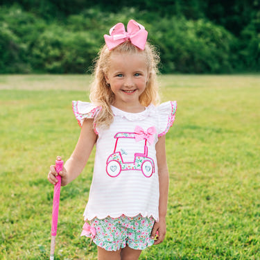 Floral Tee Time Girls Golf Short Set - MOOGCO Baby