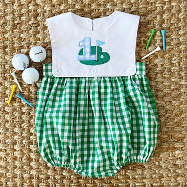 Hole-In-One First Birthday Boys Reversible Golf Bubble - MOOGCO Baby